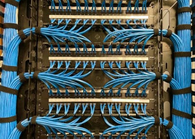Blue stack of wires connected to the circuit board