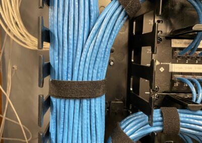 Blue set of wires arranged together with the help of a griper